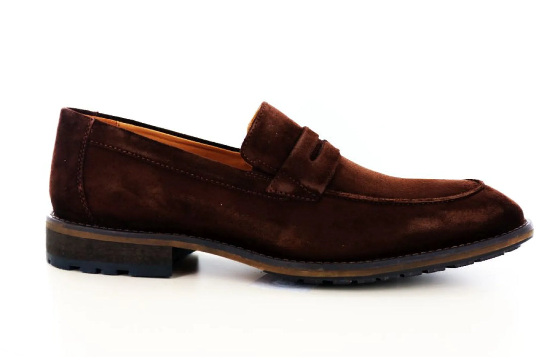 Haboob Liengadin-03Hab bruine suède herenloafer met pennybandje en instapmodel
